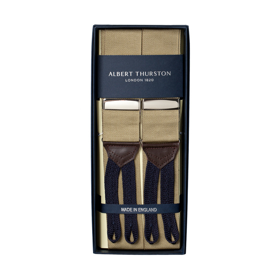 Sand-Colored Button Suspenders "Rigid Plain"
